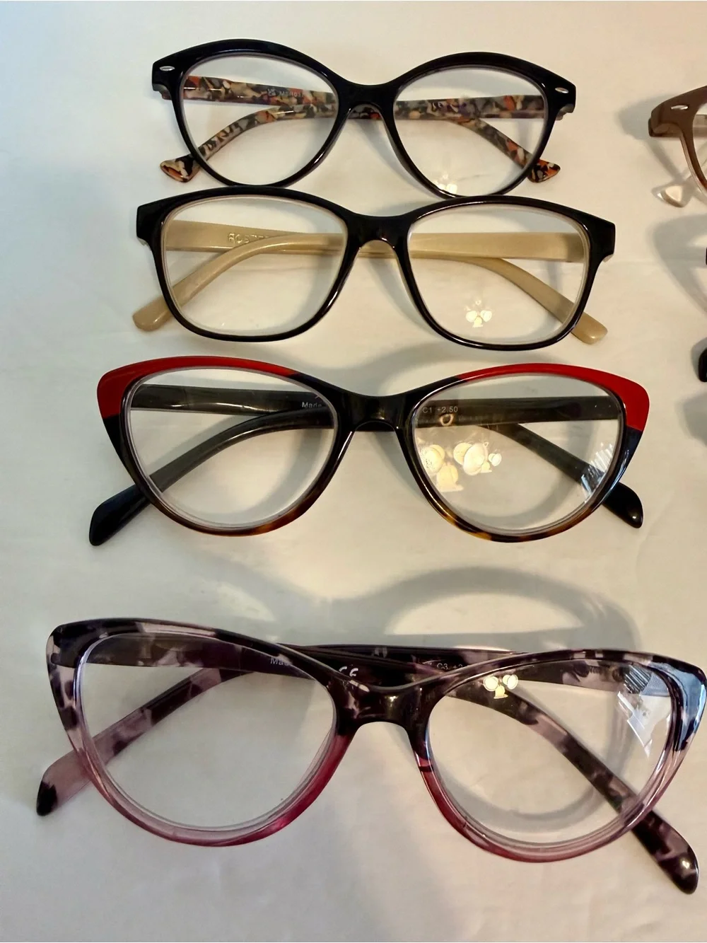 Bundle Lot of Reader Glasses +2.5 - 8 Pairs, 5 Cases, 1 Cleaning Cloth